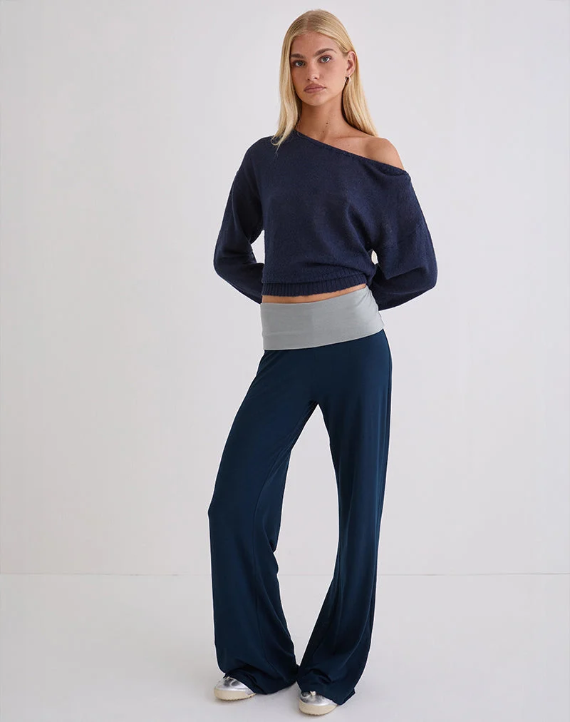 Pantalon à revers Coreta, combinaison bleu marine et gris