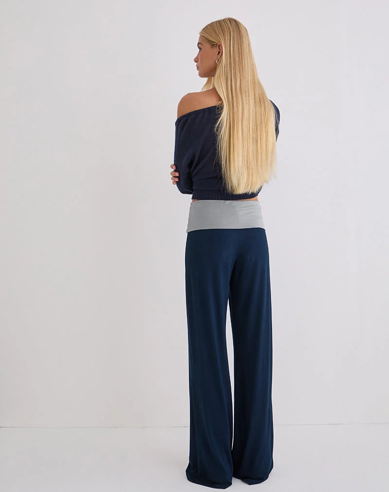Pantalon à revers Coreta, combinaison bleu marine et gris