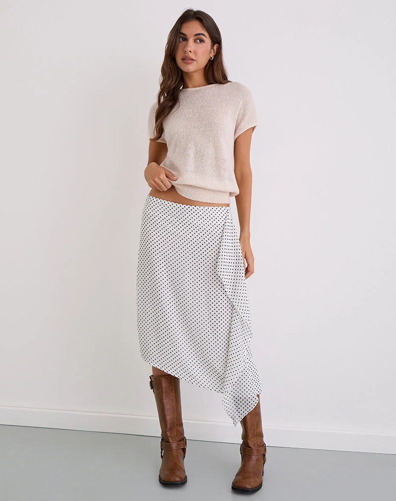 Jupe midi Neza, White Basic Polka Black