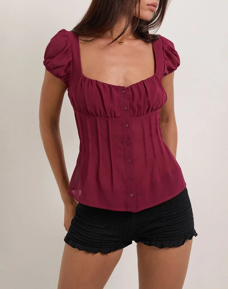 Rolina Blouse in Chiffon Burgundy