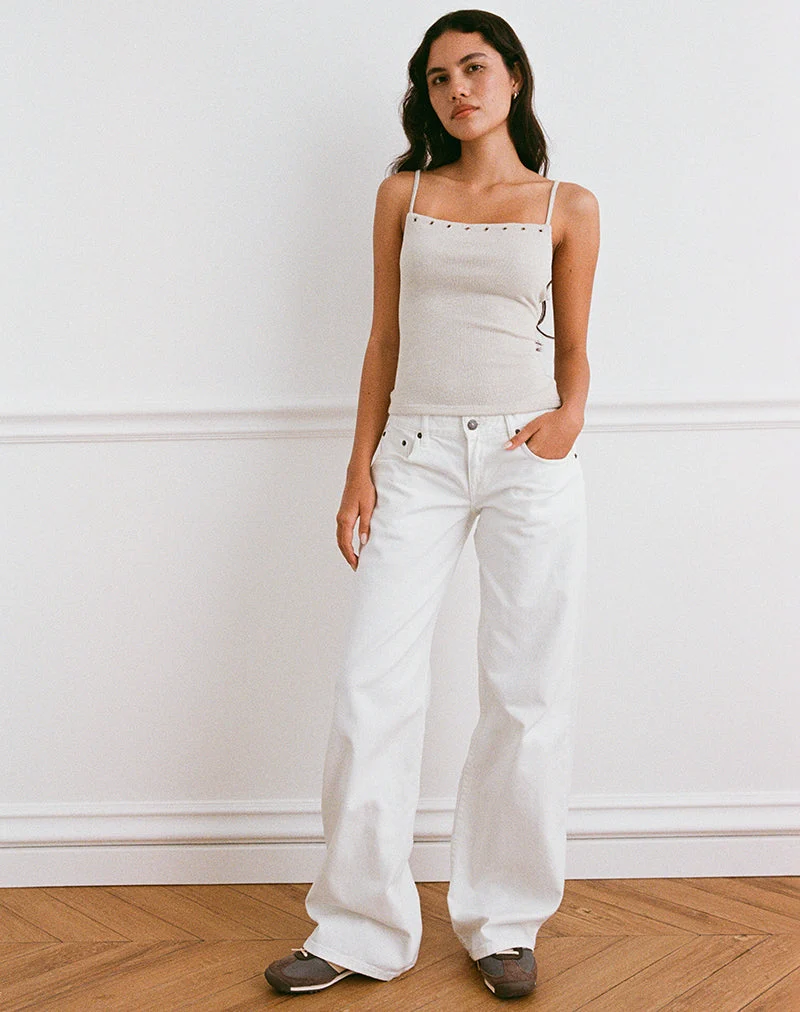 Jalari Eyelet Cami Top in Knit Oatmeal
