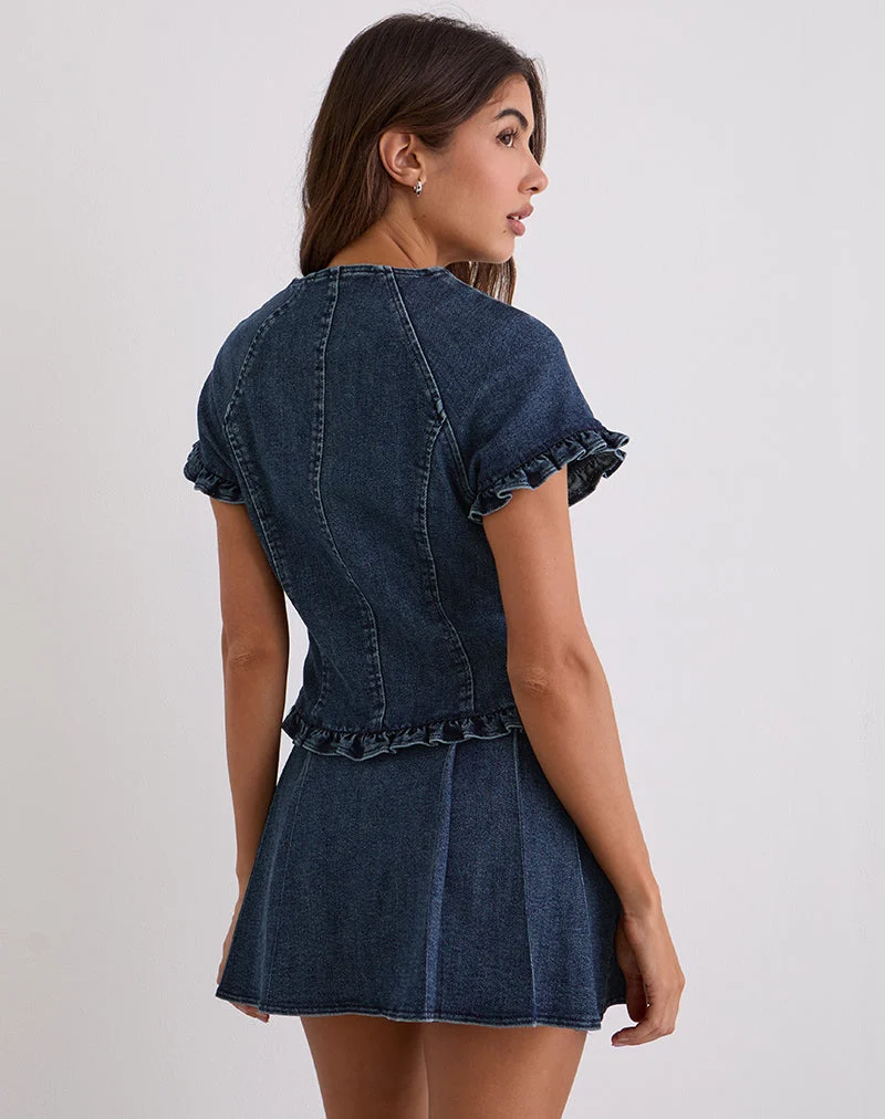 Dunya Top in Chambray Vintage Blue