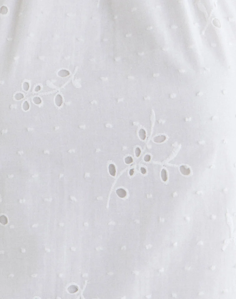 Haut Sedona à encolure dos nu, modèle « Broderie » blanc
