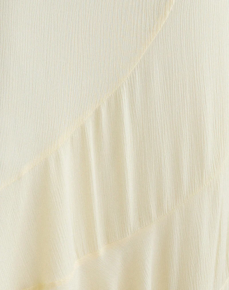 Jupe longue Rombe, couleur jaune beurre froissé