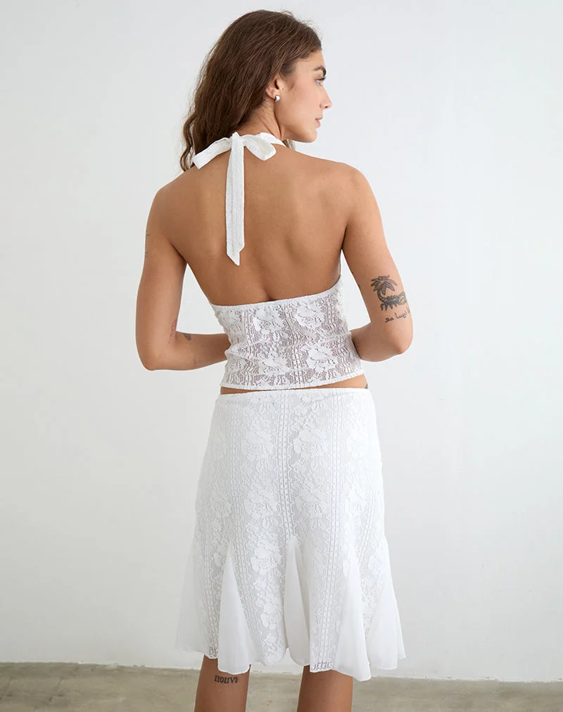 Haut Kopa en dentelle à motifs floraux, blanc