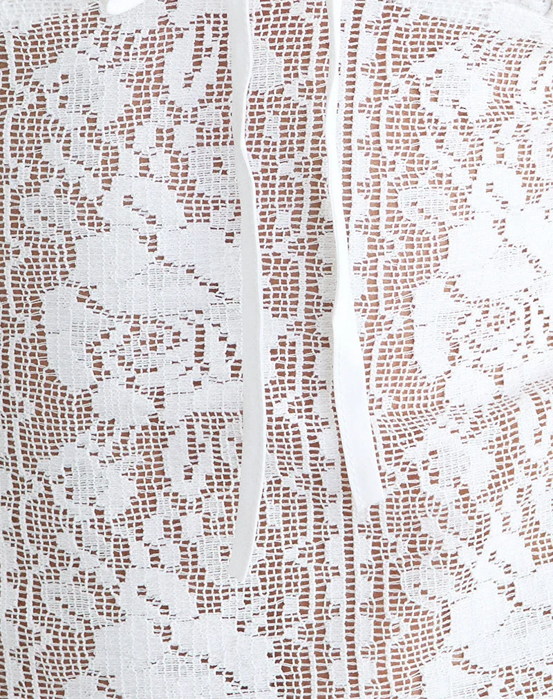 Haut Kopa en dentelle à motifs floraux, blanc