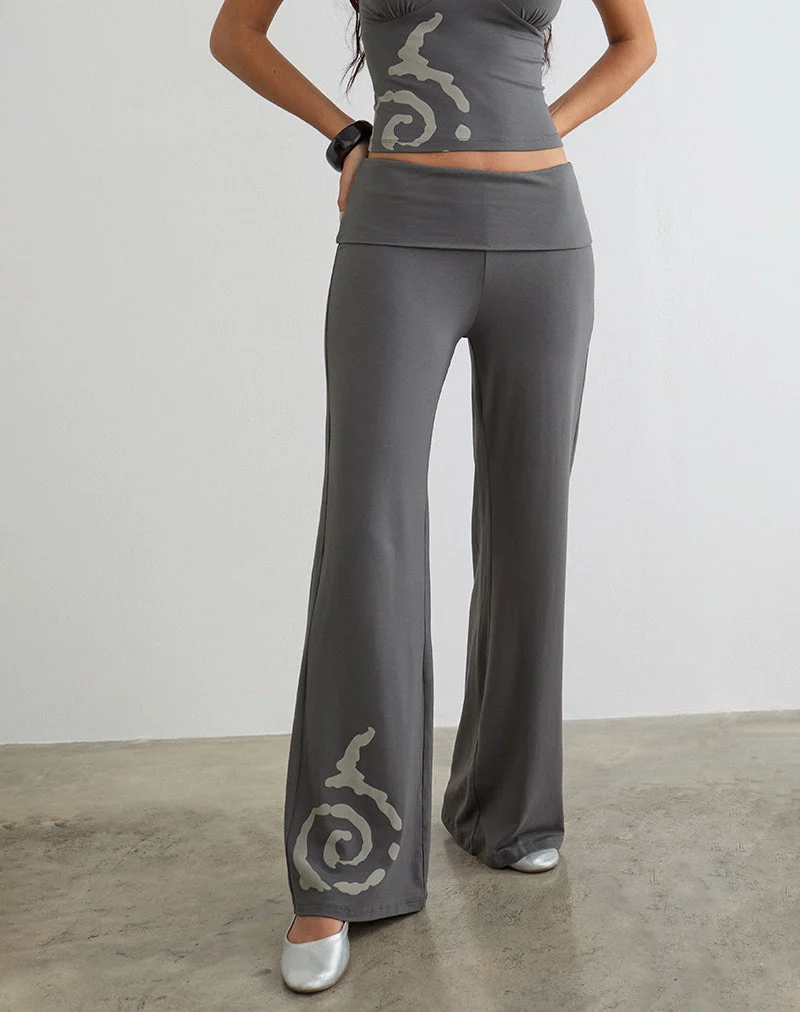 Pantalon Coreta à revers, couleur gris anthracite spiralé