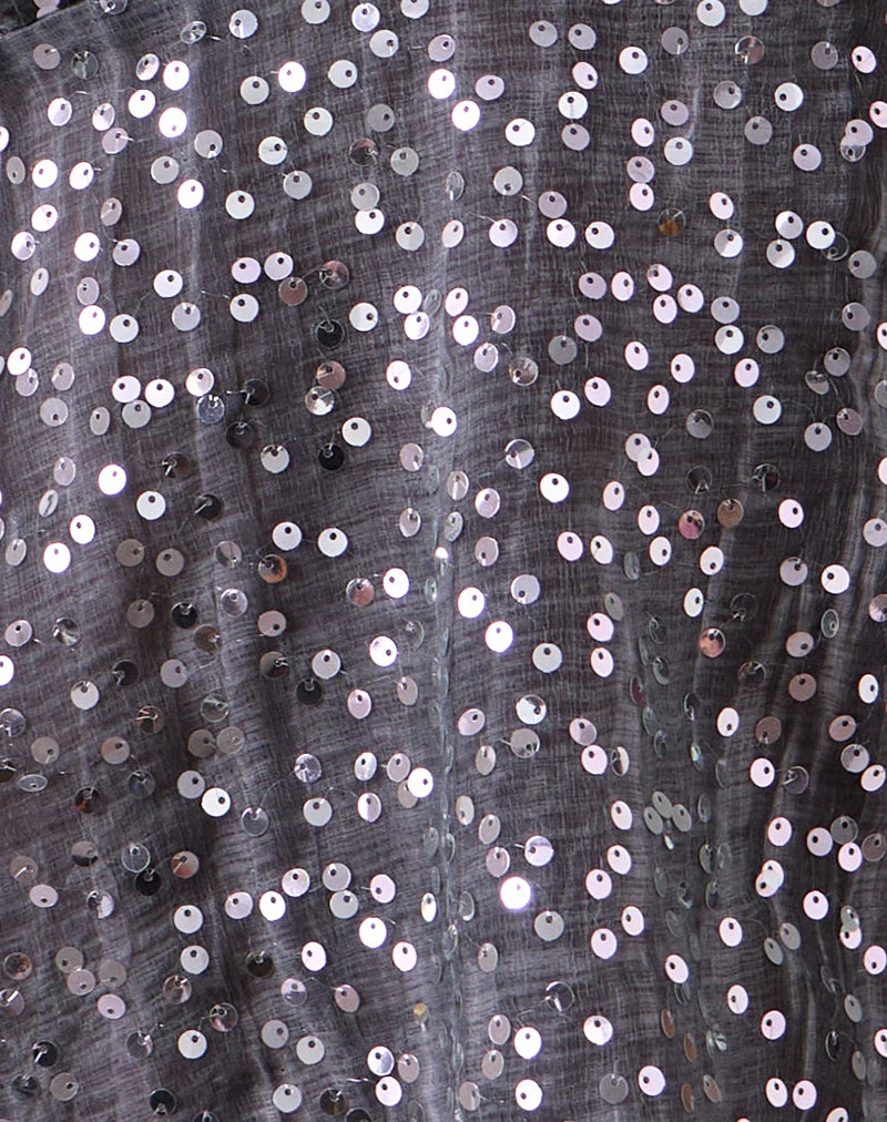 Rafina Halter Top in Chiffon Sequin Grey