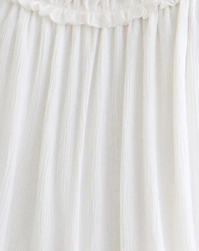 Mini-robe Elowen à volants, couleur blanc cassé froissé
