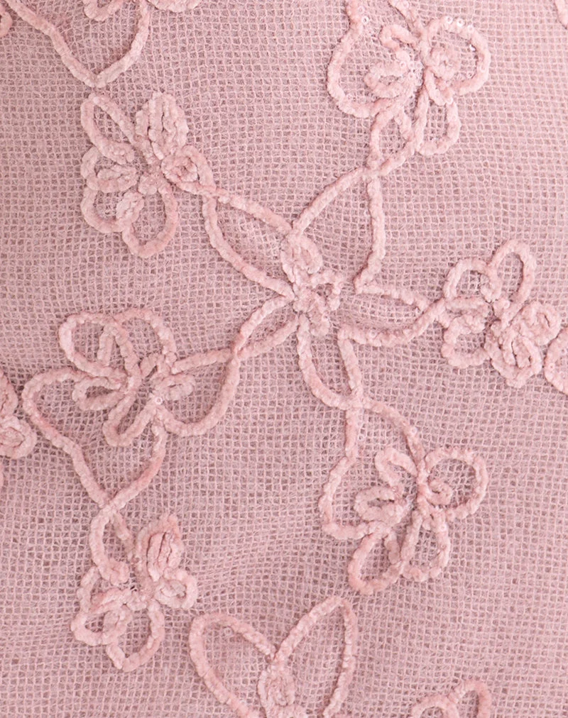 Mini-robe Codami à col licou en maille à paillettes rose