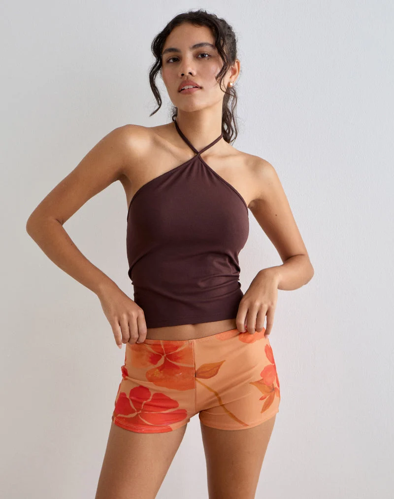 Short Istora, aquarelle Hibiscus Orange
