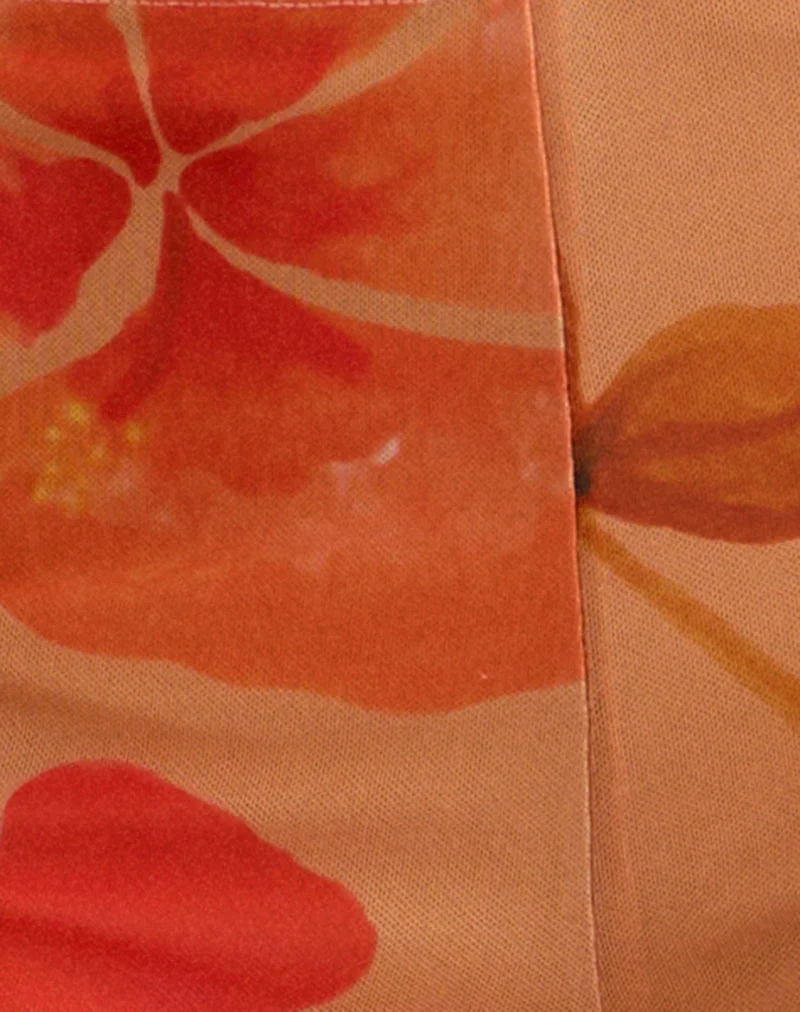 Short Istora, aquarelle Hibiscus Orange