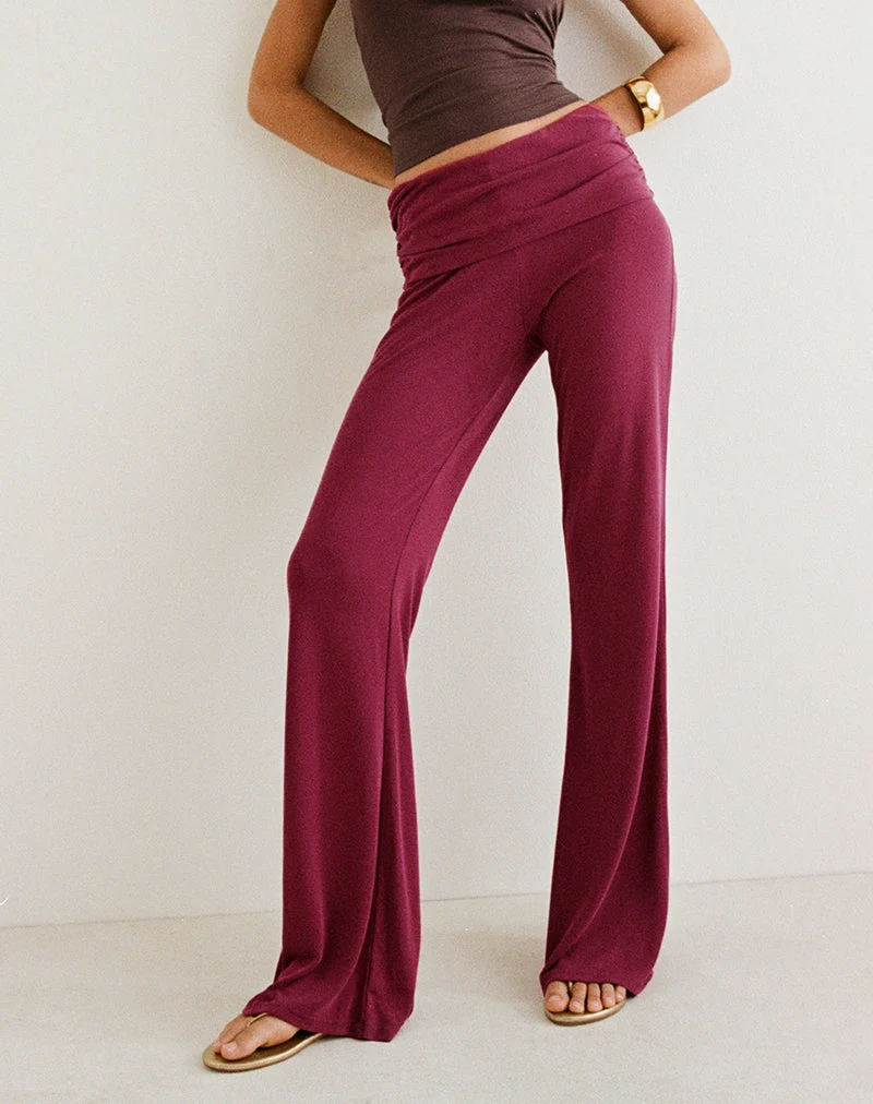 Pantalon à taille basse Jacita en Cupro Bourgogne