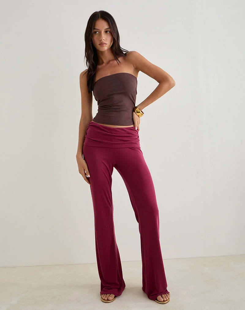 Pantalon à taille basse Jacita en Cupro Bourgogne
