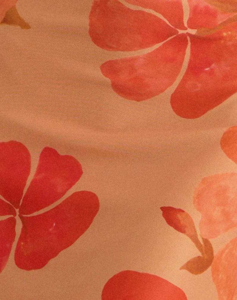 Robe longue Dalesio, aquarelle Hibiscus Orange