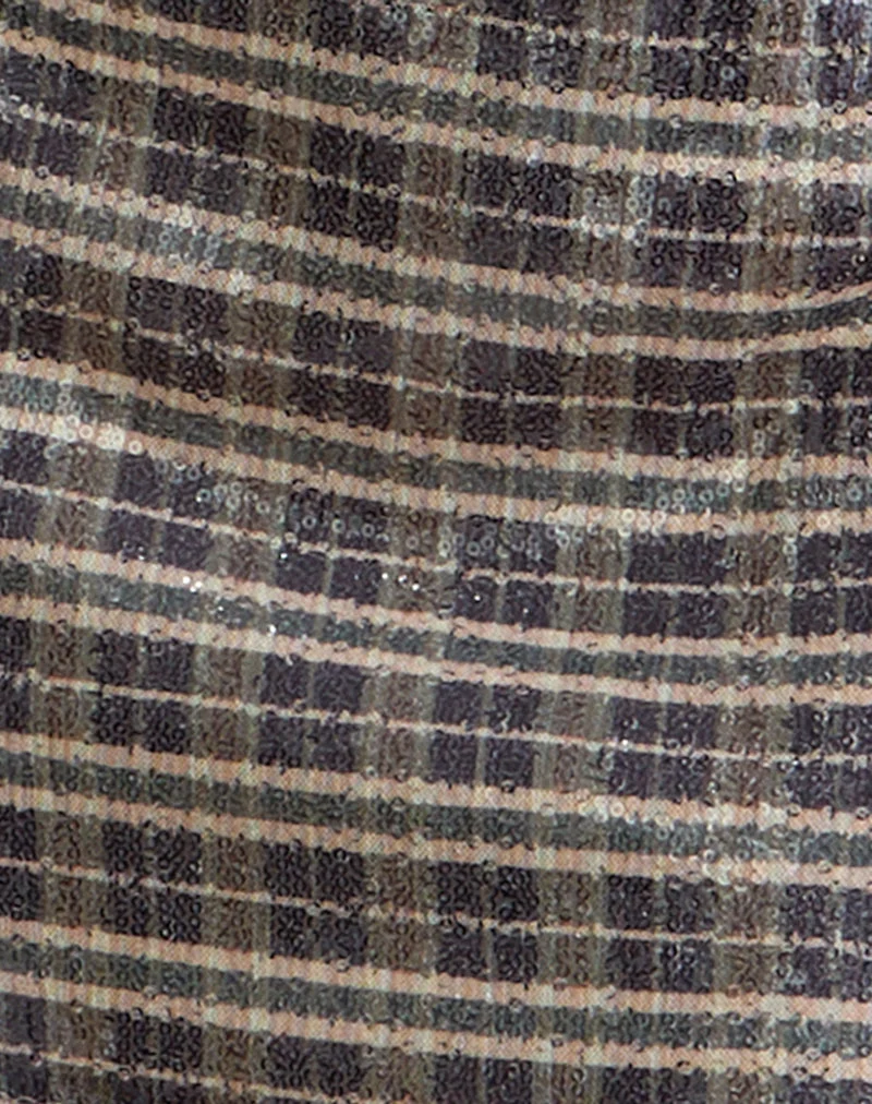 Guizio - Minijupe en sequins à carreaux vintage - marron