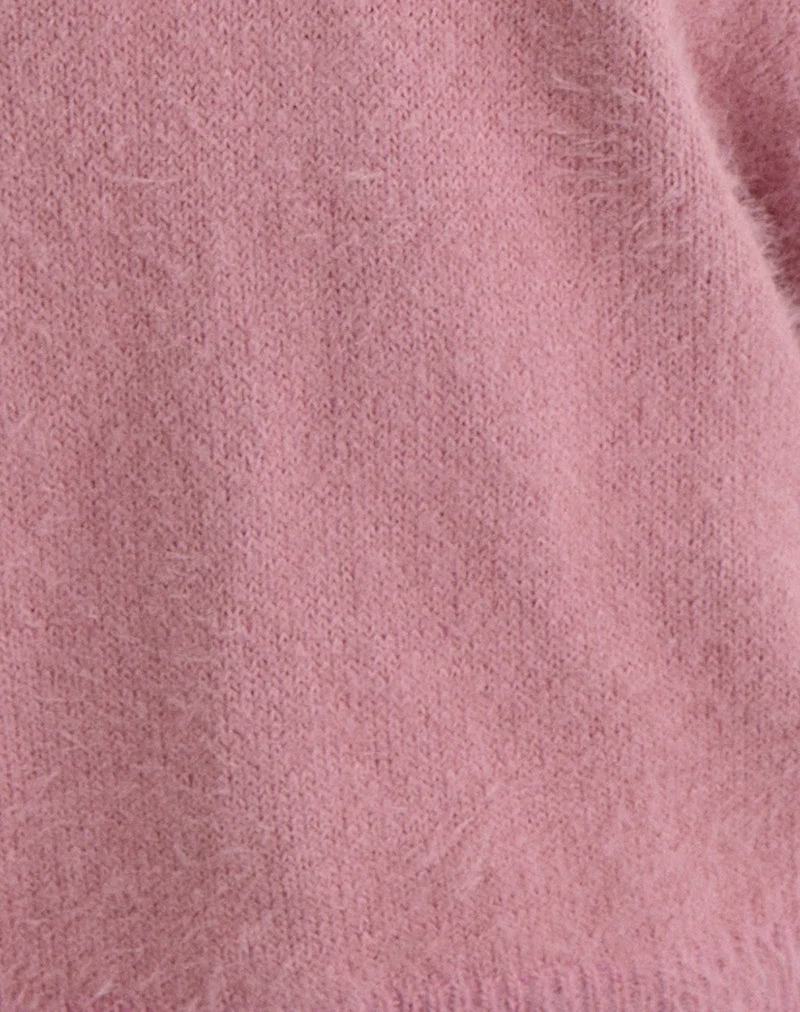 Dikara Jumper with Scarf in Knit Dusty Pink (Pull avec écharpe en tricot)