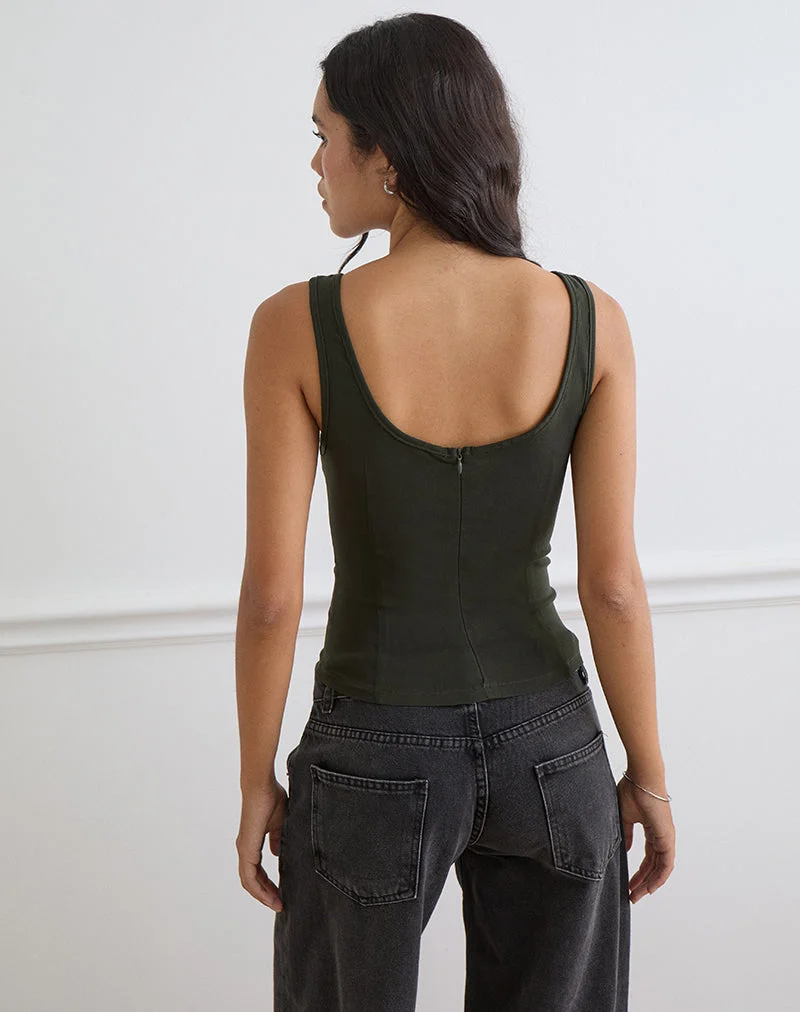 Haut corset Ovia Scoop en tailleur kaki foncé