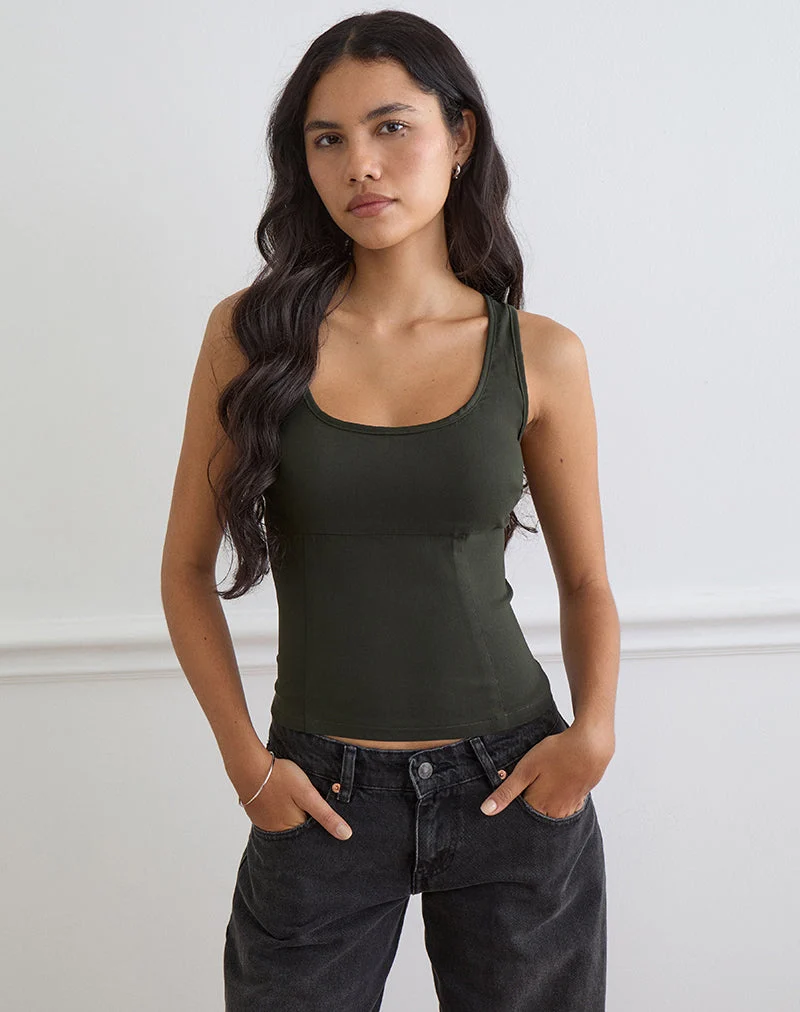 Haut corset Ovia Scoop en tailleur kaki foncé