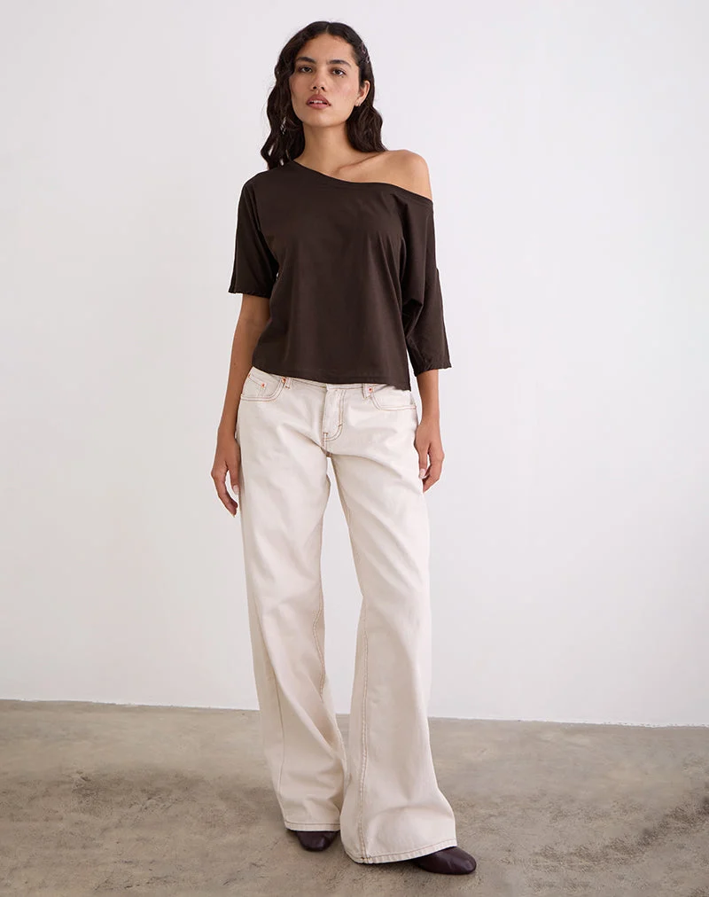 Daman Off Shoulder Basic Top in Chocolate Brown