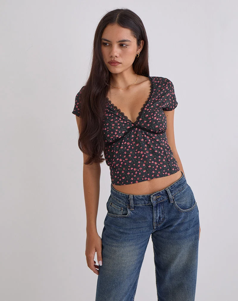 Top Asani en rose foncé rose noir