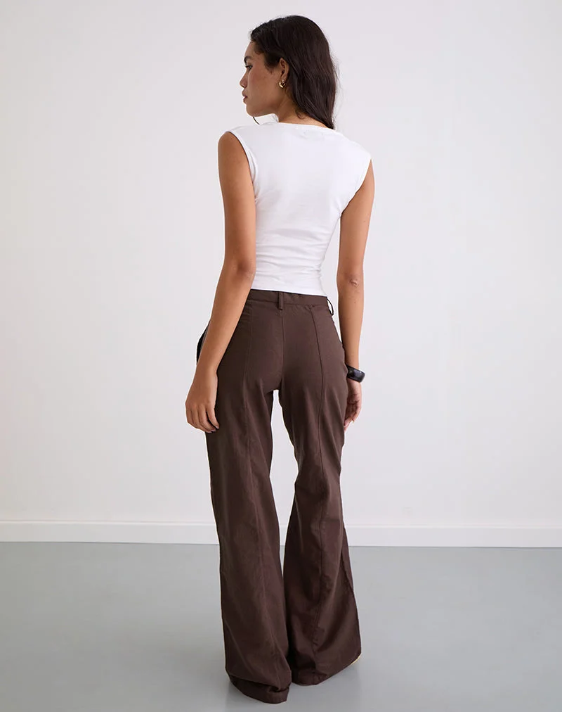 Pantalon Saucy, lin Acajou foncé