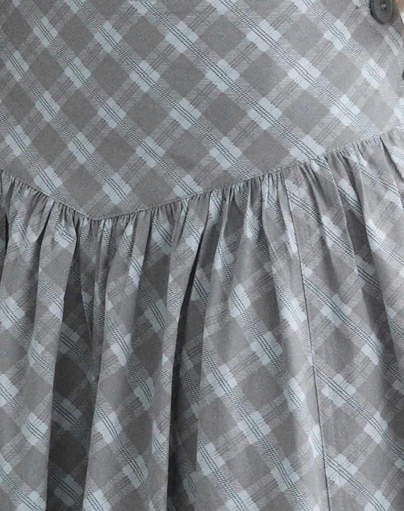 Jupe midi Sanadi en popeline à carreaux obliques gris