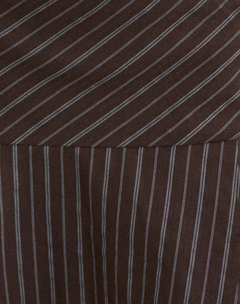 Jupe-short Carnila en tissu rayé marron