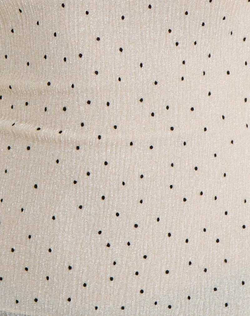 Haut Marista en maille plissée à pois crème