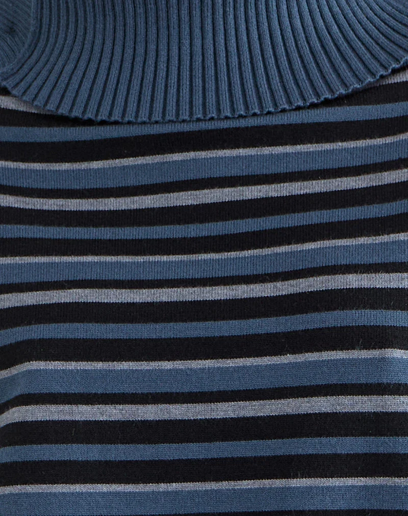 Pull Muniar en maille rayée bleu gris