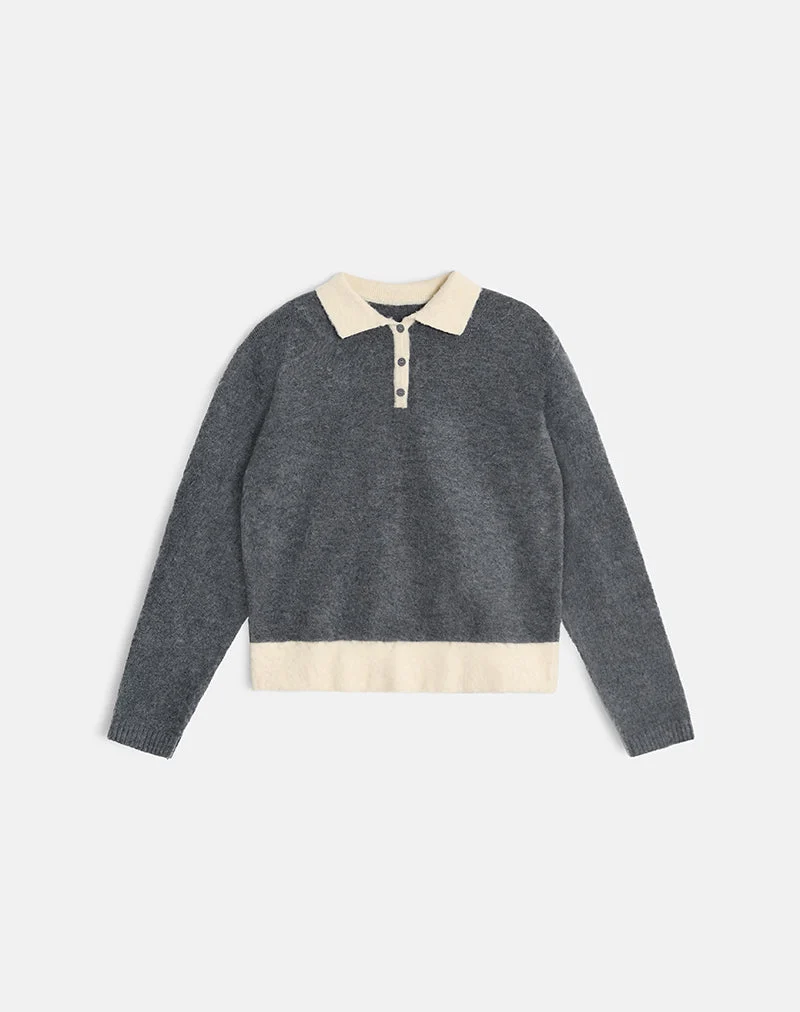 Pull Balamoa en maille gris et crème