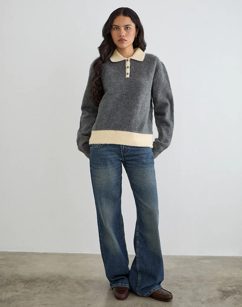 Pull Balamoa en maille gris et crème