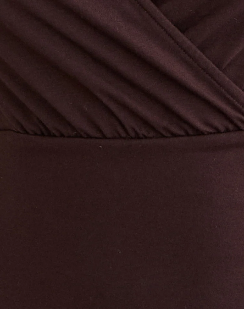Haut à manches longues Sheon en jersey de rayonne chocolat amer