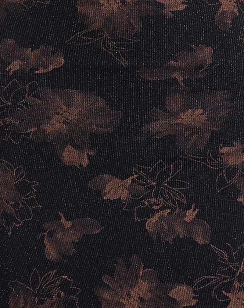Robe longue Minso noire avec reflets bronze