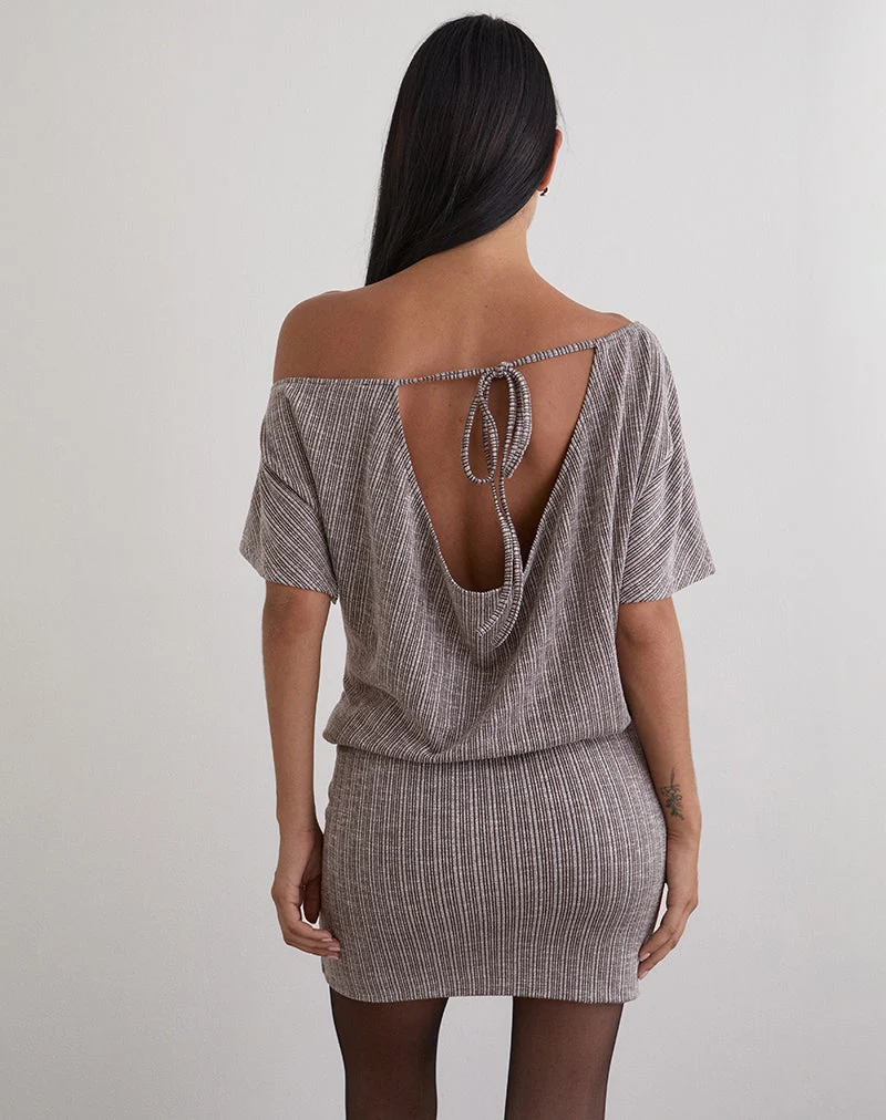 Mini-robe Amelita en maille côtelée marron gris
