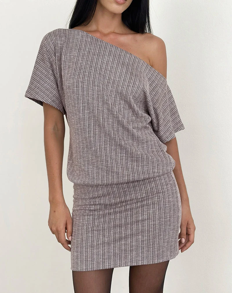 Mini-robe Amelita en maille côtelée marron gris