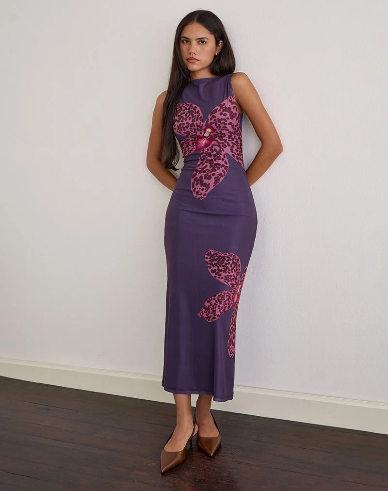 Robe longue Fayola en violet orchidée éclatant