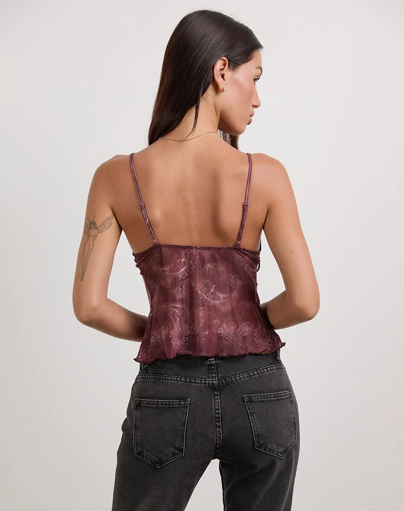 Top Cojira en maille tonal Paisley Plum