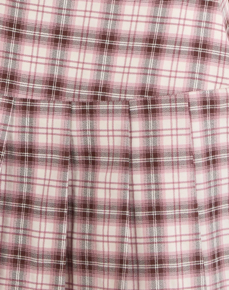 Mini jupe micro plissée Casini, à carreaux roses