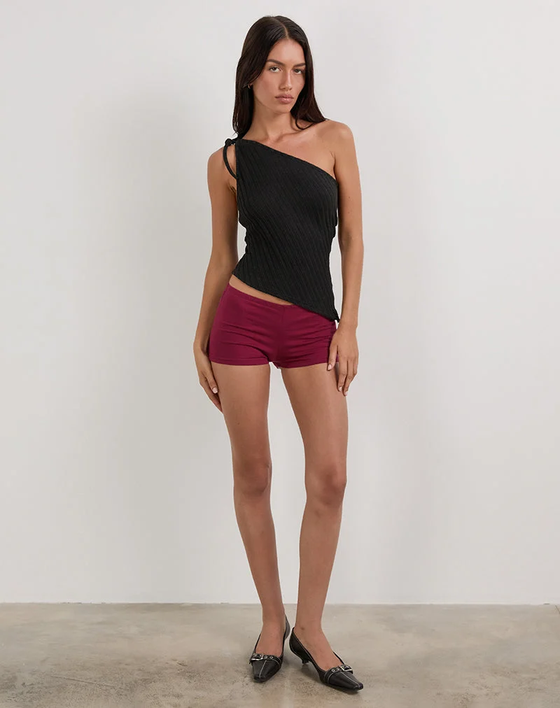 Top Rusana en maille diagonale transparente Noir