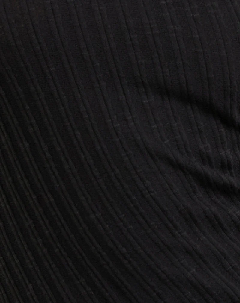 Top Rusana en maille diagonale transparente Noir