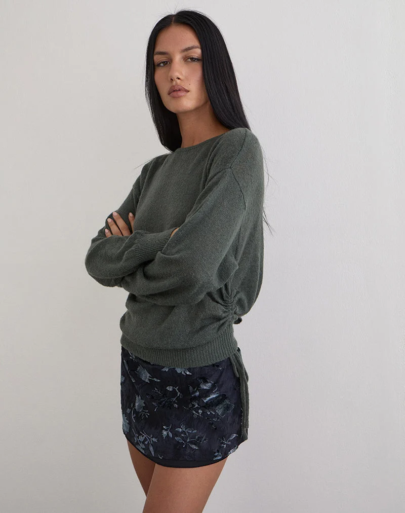 Top en tricot à manches longues Grisha en gris Smokey Green