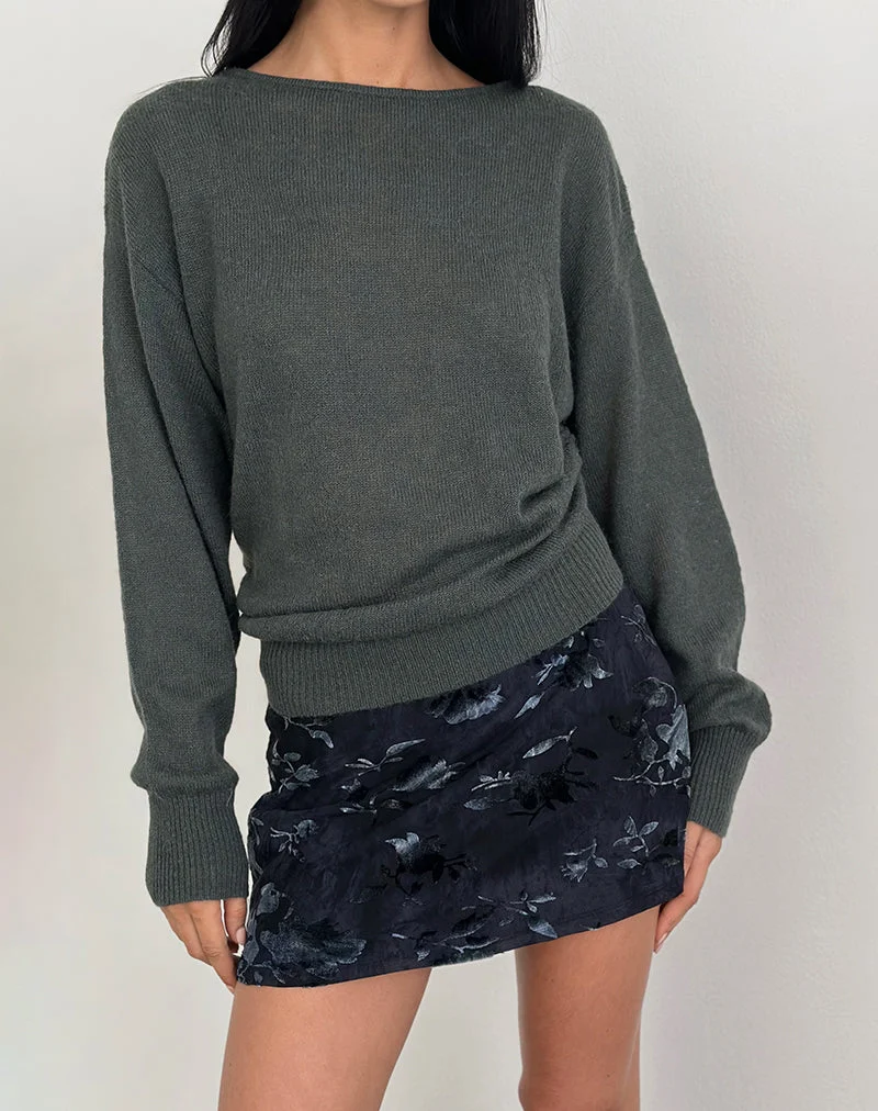 Top en tricot à manches longues Grisha en gris Smokey Green