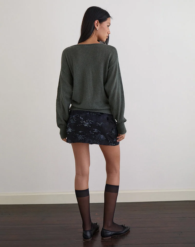 Top en tricot à manches longues Grisha en gris Smokey Green