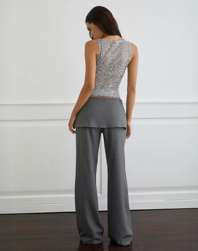 Elka Wrap Trouser in Tailoring Charcoal