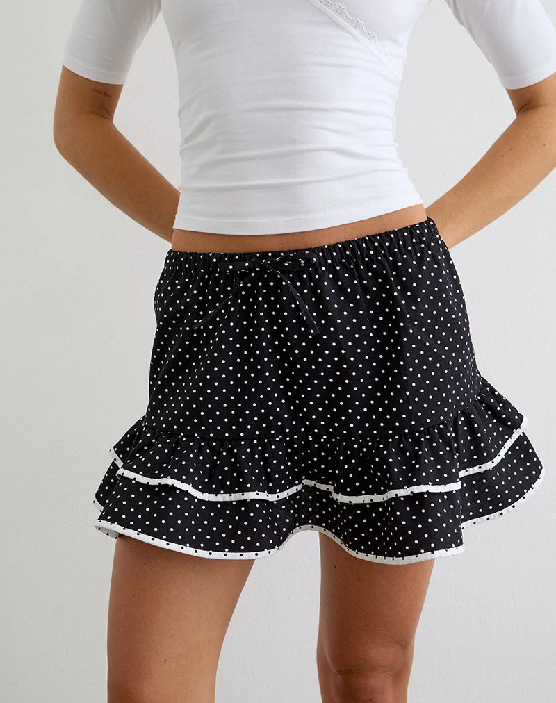 Mini-jupe Yaisu en noir et blanc, avec un imprimé à micro-pois
