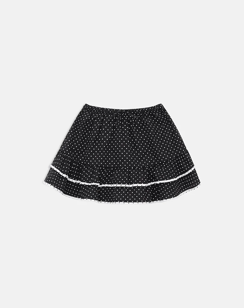 Mini-jupe Yaisu en noir et blanc, avec un imprimé à micro-pois