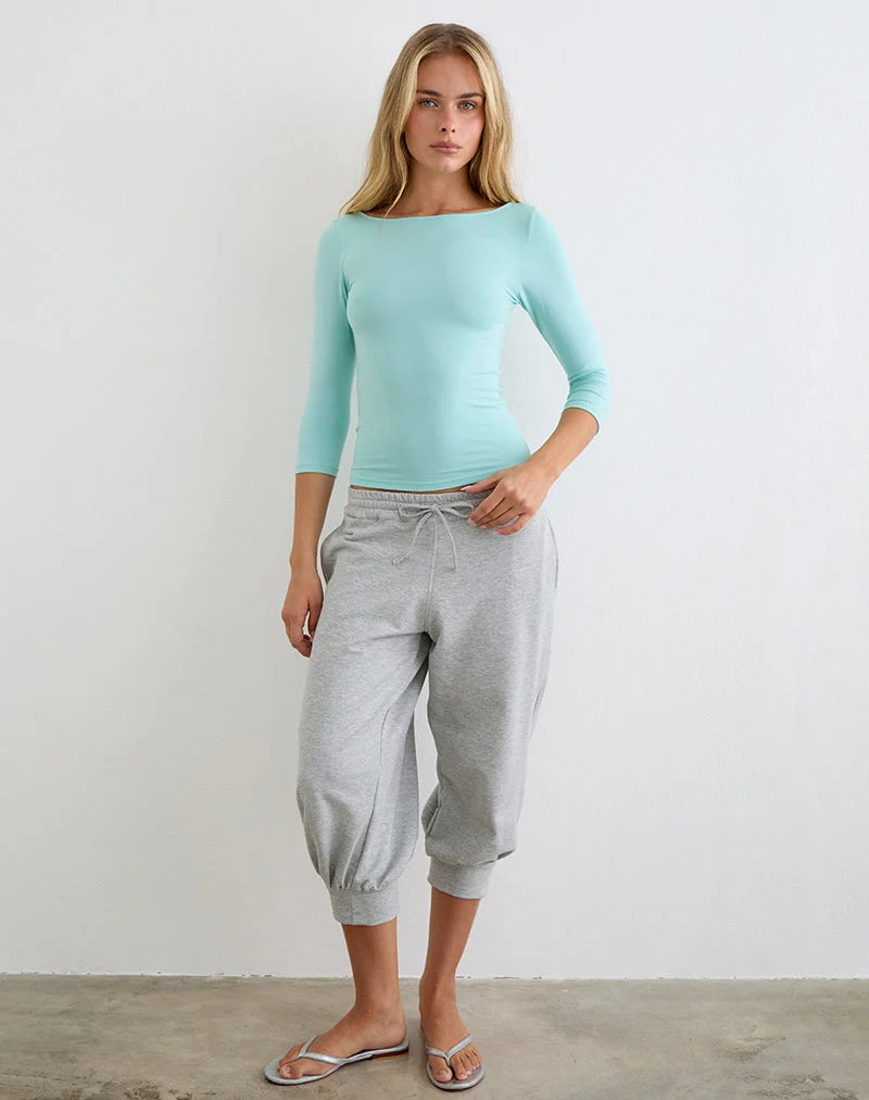 Pantalon de jogging court Kamsy, gris chiné