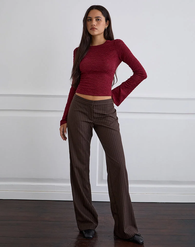 Ganta Slim Trouser in Stripe Chocolate Brown (pantalon slim à rayures)