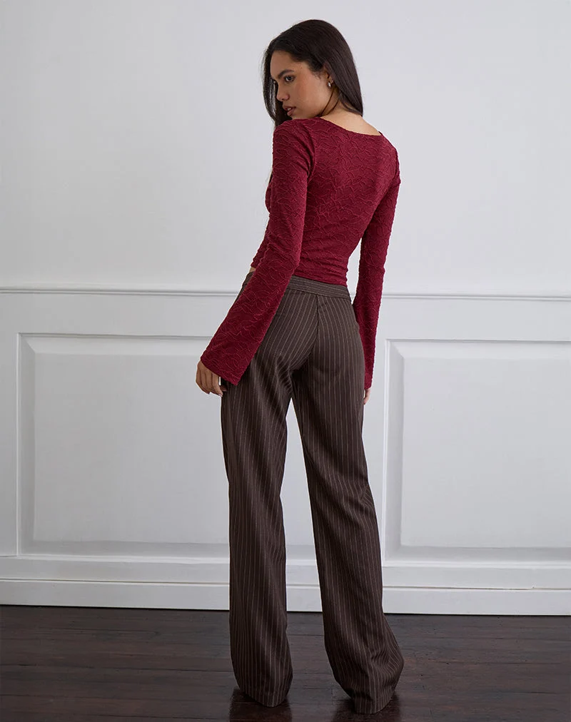 Ganta Slim Trouser in Stripe Chocolate Brown (pantalon slim à rayures)